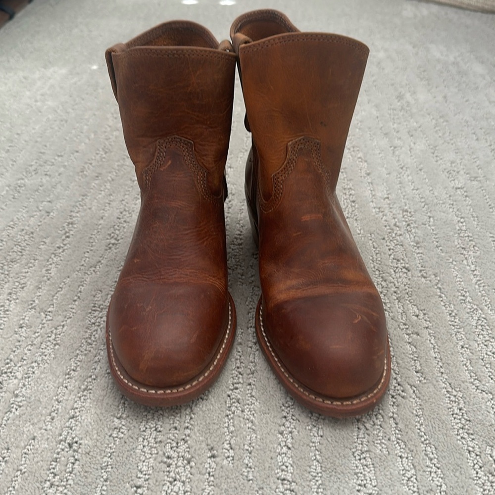 NWOT Cognac leather booties.
